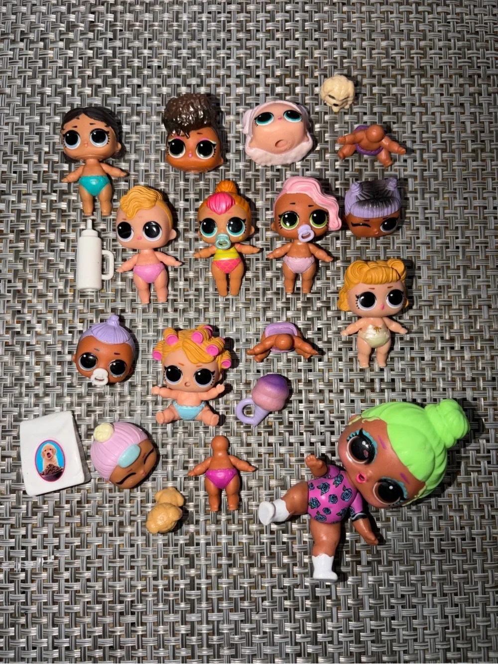 L.O.L. Surprise! Mini Doll Lot with Neon Green Hair and Pink Highlights
